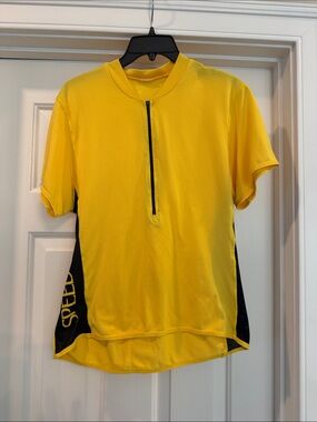 Yellow Short Sleeve Cycling Jersey with Front Zip